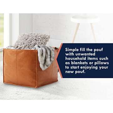 Ornavo Faux Leather Square Pouf Ottoman for Living Room