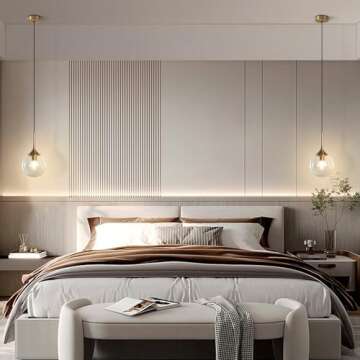 KCO Lighting Mid Century Modern Pendant Chandelier 1-Light Gold Glass Globe Pendant Light Brushed Brass Pendant Light Large Kitchen Pendant Lighting Over Island (Amber)