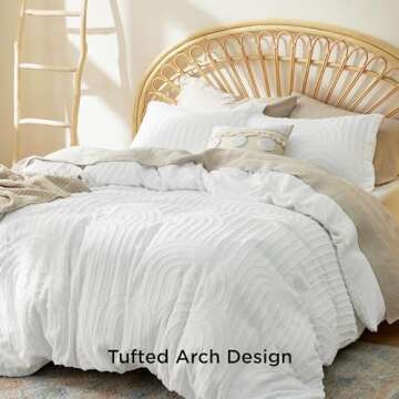 Bedsure Boho Duvet Cover King Size - Boho Bedding King Duvet Cover Set for All Seasons, Shabby Chic Jacquard Comforter Bedding (White,Abstract,104" x 90")