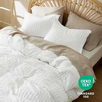 Bedsure Boho Duvet Cover King Size - Boho Bedding King Duvet Cover Set for All Seasons, Shabby Chic Jacquard Comforter Bedding (White,Abstract,104" x 90")