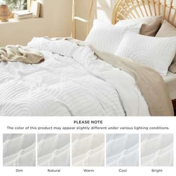 Bedsure Boho Duvet Cover King Size - Boho Bedding King Duvet Cover Set for All Seasons, Shabby Chic Jacquard Comforter Bedding (White,Abstract,104" x 90")