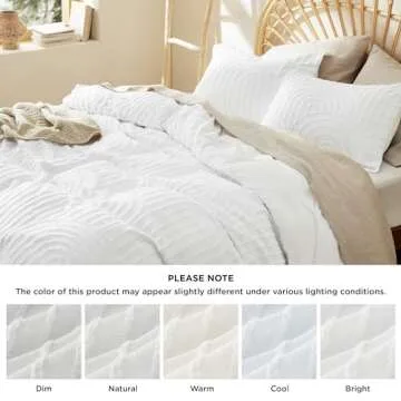 Bedsure Boho Duvet Cover King Size - Boho Bedding King Duvet Cover Set for All Seasons, Shabby Chic Jacquard Comforter Bedding (White,Abstract,104" x 90")