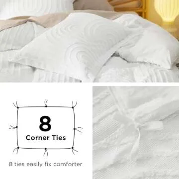 Bedsure Boho Duvet Cover King Size - Boho Bedding King Duvet Cover Set for All Seasons, Shabby Chic Jacquard Comforter Bedding (White,Abstract,104" x 90")