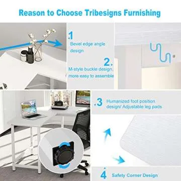 Tribesigns 66" Modern L Shaped Desk for Home Office
