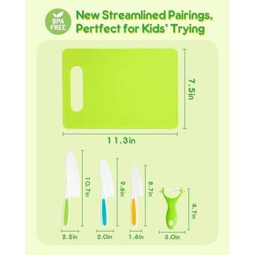 Kids Knife Set - 5 Pcs Montessori Kitchen Tools for Real Cooking