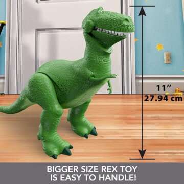 Mattel Disney and Pixar Toy Story Talking Dinosaur Action Figure with Movng Arms, Roarin’ Laughs Rex Dino Toy, 10.8-inch T Rex with 40+ Sounds & Phrases
