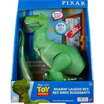 Mattel Disney and Pixar Toy Story Talking Dinosaur Action Figure with Movng Arms, Roarin’ Laughs Rex Dino Toy, 10.8-inch T Rex with 40+ Sounds & Phrases