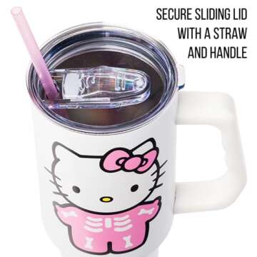 Silver Buffalo Hello Kitty Halloween Tumbler - 40oz Stainless Steel with Straw
