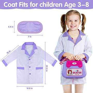 GINMIC Kids Doctor Play Kit, 22 Pieces Pretend Play Doctor Set with Role Play Doctor Costume and Carry Case for Toddlers and Kids, Medical Dr Kit Toys for Girl Age 3 4 5 6 7 Year Old