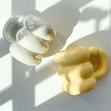 Monospace Bubble Mug | Aesthetic Nordic Mug (Iridescent White) | 14 OZ Ceramic Mug | Novelty Cup | Modern Coffee Mug