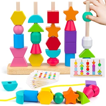 Montessori Wooden Beads Sequencing Toy Set for Kids