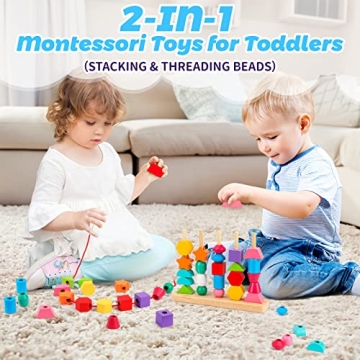 Montessori Wooden Beads Sequencing Toy Set for Kids