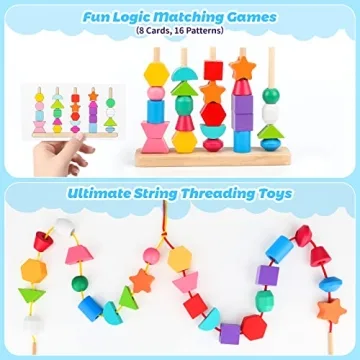 Montessori Wooden Beads Sequencing Toy Set for Kids