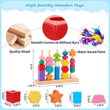 Montessori Wooden Beads Sequencing Toy Set for Kids