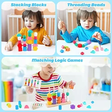 Montessori Wooden Beads Sequencing Toy Set for Kids