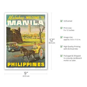 Manila Philippines - Mabuhay (Welcome) - Vintage Travel Poster c.1950s - Master Art Print (Unframed)...