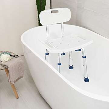 GreenChief Shower Chair with Back Removable - Small Shower Stool for Inside Shower, Narrow Bathtub C...