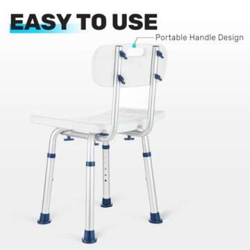 GreenChief Adjustable Shower Chair for Seniors and Disabled