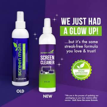 Screen Mom Screen Cleaner Spray and Microfiber Cloth 8oz Screen Cleaner Spray and Wipe for TV, Lapto...