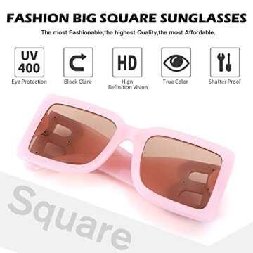 Bouryo Fashion Big Square Sunglasses for Trendy Style