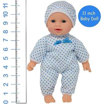 Soft Body Boy Baby Doll with Pacifier - 11 Inch
