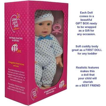 Soft Body Boy Baby Doll with Pacifier - 11 Inch