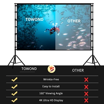 Towond 150 inch Portable Projector Screen with Stand