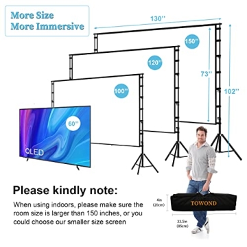 Towond 150 inch Portable Projector Screen with Stand