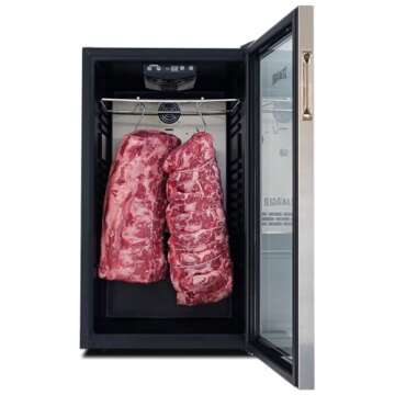 SteakAger PRO 40 Home Beef Dry Aging Refrigerator, Enjoy Dry-Aged Steak Perfection at Home, Black and Stainless Steel with 40Lbs Capacity