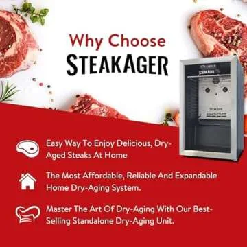 SteakAger PRO 40 Home Beef Dry Aging Refrigerator, Enjoy Dry-Aged Steak Perfection at Home, Black and Stainless Steel with 40Lbs Capacity