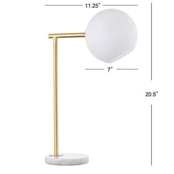 JONATHAN Y JYL1000A Charles 20.5" Metal/Marble LED Table Lamp Contemporary Modern Bedside Desk Nightstand Lamp for Bedroom Living Room Office College Bookcase LED Bulb Included, Gold/White