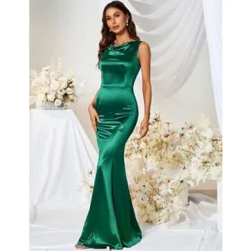 MUXXN Women's 30s Brief Elegant Sleeveless Mermaid Evening Cocktail Formal Long Dress Green 2XL