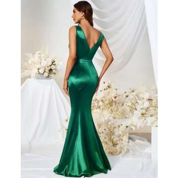 MUXXN Women's 30s Brief Elegant Sleeveless Mermaid Evening Cocktail Formal Long Dress Green 2XL