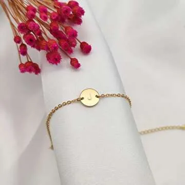 Personalized 18K Gold Plated Initial Bracelet for Women