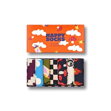 Bright & Comfortable Happy Socks Wild Week Outdoor Crew Socks Gift Box - 7-Pack, Size 9-11, Sustaina...