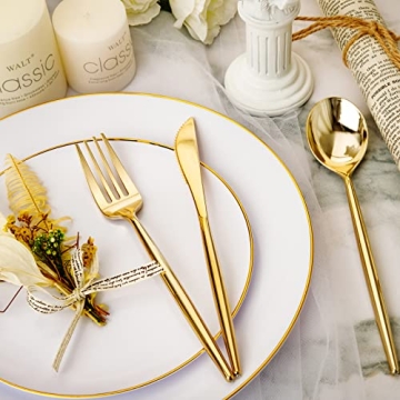 Rubtlamp 180Pcs Gold Plastic Silverware Set for Parties