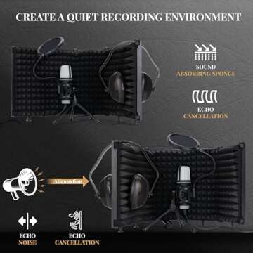 Studio Recording Microphone Isolation Shield - Podcast Microphone Equipment for Studio, Foldable Multilayer Sound Insulation, Mic Sound Shield for Singing Recording Broadcasting, Portable Vocal Booth