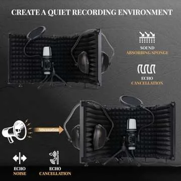 Studio Recording Microphone Isolation Shield - Podcast Microphone Equipment for Studio, Foldable Multilayer Sound Insulation, Mic Sound Shield for Singing Recording Broadcasting, Portable Vocal Booth
