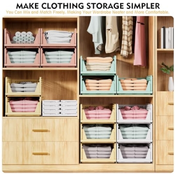 SNSLXH 5 Pack Stackable Closet Organizer Box - Space-Saving Storage