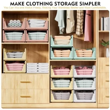 SNSLXH 5 Pack Stackable Closet Organizer Box - Space-Saving Storage