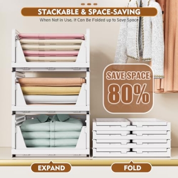 SNSLXH 5 Pack Stackable Closet Organizer Box - Space-Saving Storage