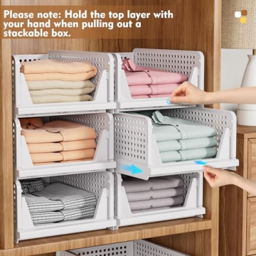 SNSLXH 5 Pack Stackable Closet Organizer Box - Space-Saving Storage