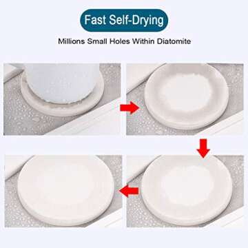 OwnMy Set of 4 Water Absorbent Diatomite Drink Coasters, Diatomaceous Earth Soap Holder Water Drying Soap Saver Dish Toothbrush Soap Drink Coaster Set for Bathroom and Kitchen (White)