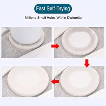 OwnMy Set of 4 Water Absorbent Diatomite Drink Coasters, Diatomaceous Earth Soap Holder Water Drying Soap Saver Dish Toothbrush Soap Drink Coaster Set for Bathroom and Kitchen (White)