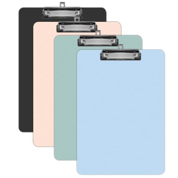 Colorful 4 Pack Plastic Clipboards for All Uses