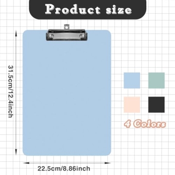 Colorful 4 Pack Plastic Clipboards for All Uses