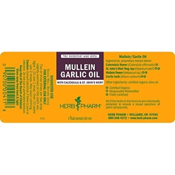 Herb Pharm Mullein Garlic Herbal Oil for Ear Health Solution