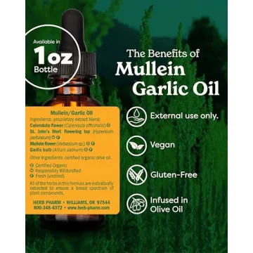 Herb Pharm Mullein Garlic Herbal Oil for Ear Health Solution
