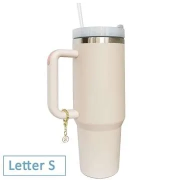 Wabogove Letter Charm Accessories for Stanley Cup 2PCS Initial Name ID Personalized Handle Charm for Stanley Tumbler (S)