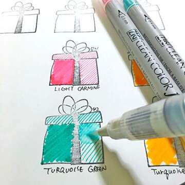 Kuretake ZIG CLEAN COLOR f, 0.5 mm & 1.2 mm, AP-Certified, Odourless, Xylene Free, Suitable for dark paper, Perfect for illustrating, sketching, designing and cartooning. Made in Japan (24 colors set)